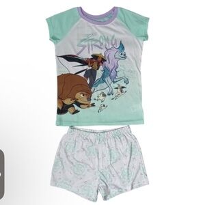 Girls Disney Raya and the Last Dragon Pajamas 2pcs Set Short Sleeve Top & Shorts